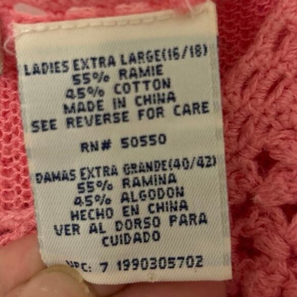 Vintage Y2K White Stag Pink Crochet Summer Cropped Top XL Festival Concert - Picture 8 of 10